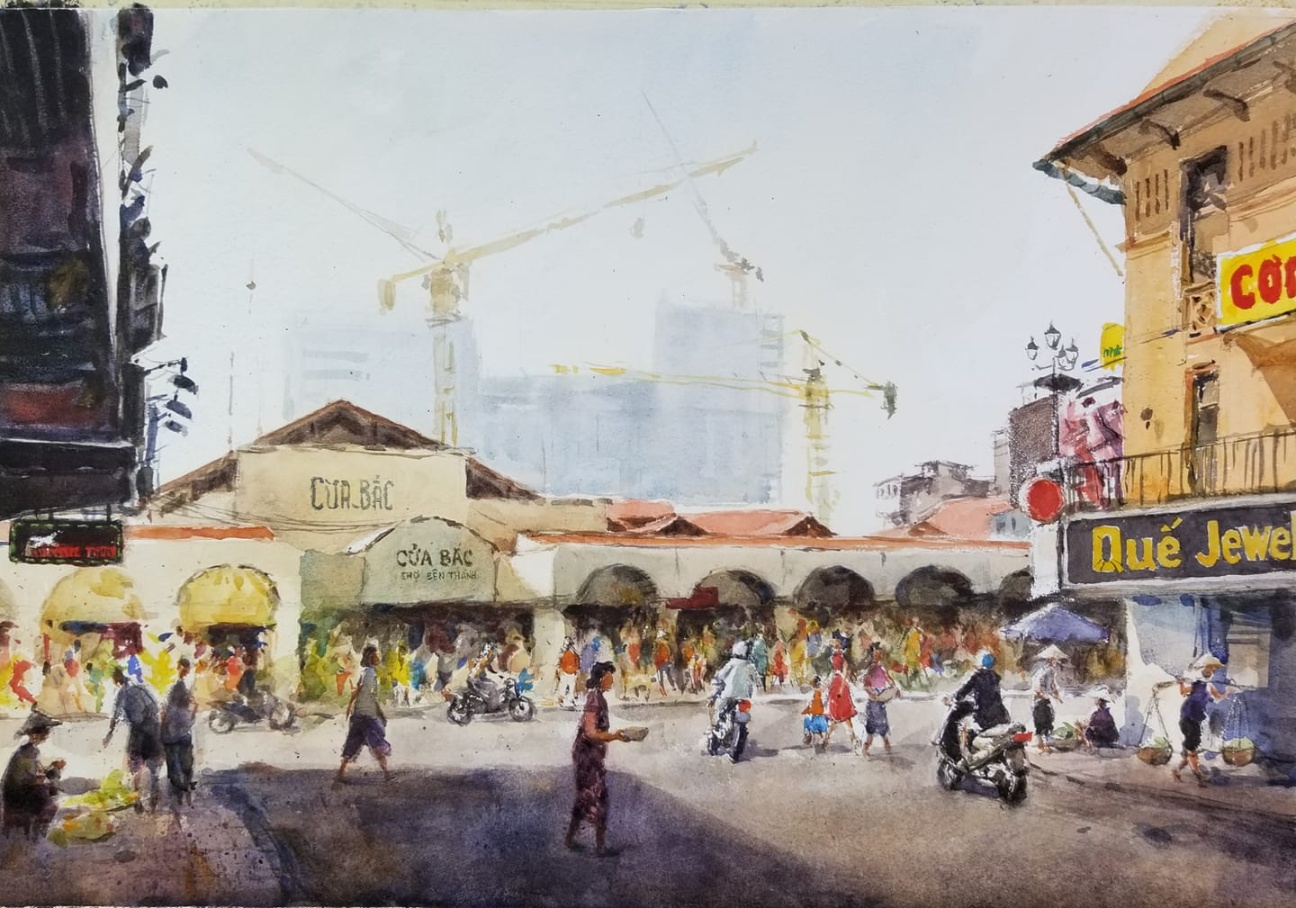 Ông cũng vẽ rất nhiều tranh về đường phố, phong cành tại Sài Gòn. Trong đó, hoạ sĩ thích thú khi ngắm nhìn người lao động với nhiều hoạt động đa dạng.