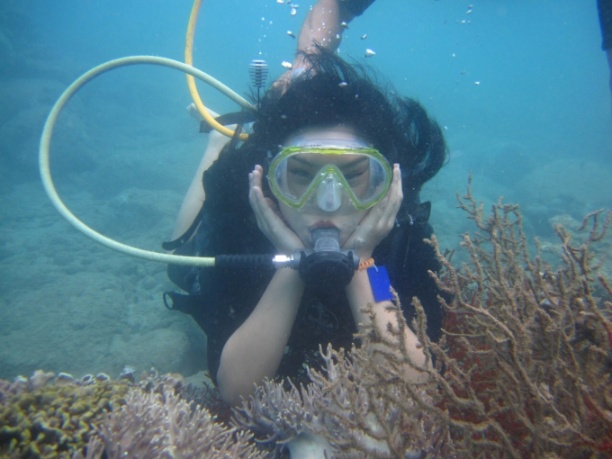 Du khách lặn ngắm san hô ở Hòn Khô nhỏ thuộc xã Nhơn Hải (TP Quy Nhơn, Bình Định). Ảnh: A.T.