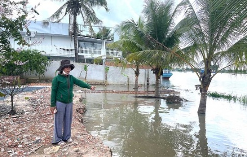 Sạt lở bờ sông Sài Gòn: Nơm nớp với công trình đê bao 'bỏ hoang' ảnh 1