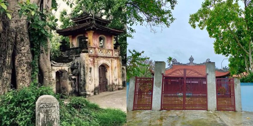 Cổng Đền An Liệt bị phá bỏ, thay bằng cổng sắt (Ảnh: Internet)