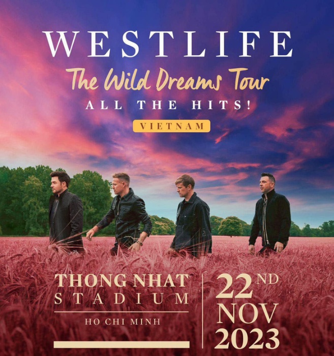 Poster về đêm diễn chính thức của Westlife tại Việt Nam vào tháng 11 tới