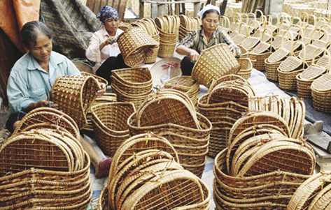 Làng nghề mây tre đan Tăng Tiến có tuổi đời hơn 300 năm.