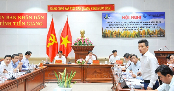 Hội nghị Tổng kết hoạt động năm 2020 của Ban quản lý VnSAT Trung ương tổ chức sáng 25/3 tại Tiền Giang. Ảnh: Lê Hoàng Vũ.