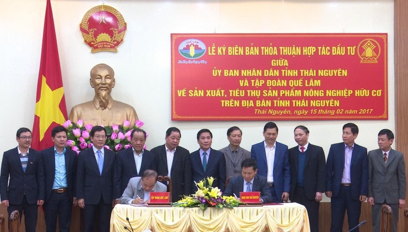 Tập đoàn Quế Lâm và UBND tỉnh Thái Nguyên ký thỏa thuận hợp tác đầu tư sản xuất, tiêu thụ sản phẩm nông nghiệp hữu cơ.