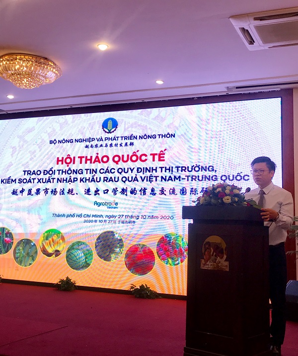 Ông Nguyễn Quốc Toản - Cục trưởng Cục Chế biến và Phát triển thị trường nông sản phát biểu tại hội thảo.